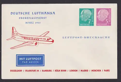 Flugpost Brief Air Mail Bund Privatganzsache 2 WST Heuss toller Umschlag der