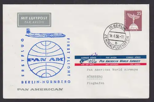 Flugpost Brief Air Mail Berlin Privatganzsache + Bund ZuF Pan American Erstflug