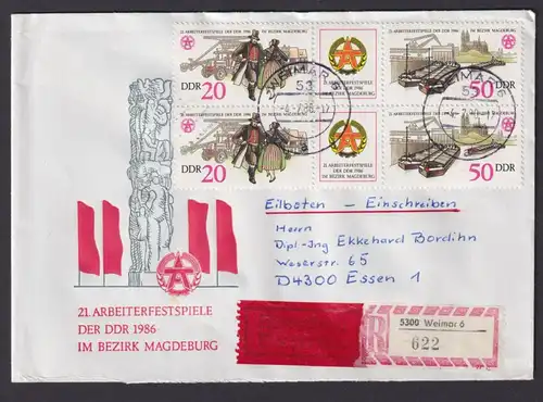 Weimar Eilboten R Brief Zusammendruck Arbeiterfestspiele d. DDR Essen