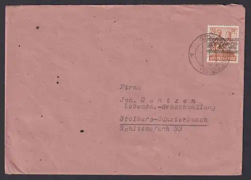Bizone EF 24 Pfg. Bandaufdruck Brief Stockheim n. Stolberg Münsterbusch