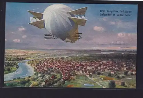 Ansichtskarte Zeppelin lenkbares Luftschiff über Land