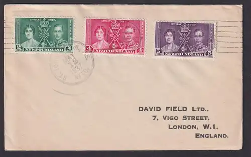 Neufundland Brief Krönung King Georg Britsche Kolonien FDC London Großbritannien