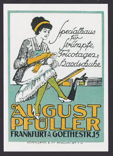 Künstler Ansichtskarte Reklame Werbung August Pfüller Frankfurt a. Main Hessen