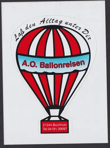 Aufkleber Reklame A.O. Ballonreisen Buchholz Niedersachsen Reklame