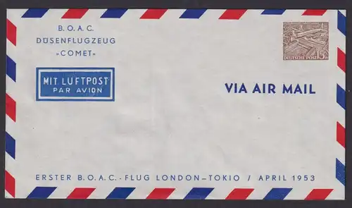 Flugpost Air Mail Berlin Privatganzsache 15 Pfg. Bauten Zudruck B.O.A.C. London