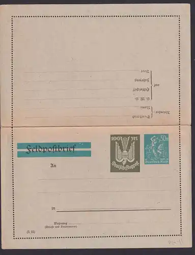 Deutsches Reich Privatganzsache Aufbrauch Feldpostbrief Kartenbrief Flugpost