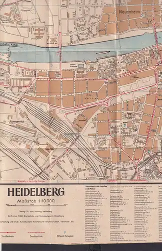 Faltplan Stadtplan Heidelberg Baden Württemberg Landkarte