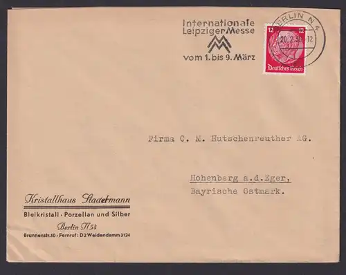 Berlin Deutsches Reich Brief SST Internationale Leipziger Messe März 1936 n.