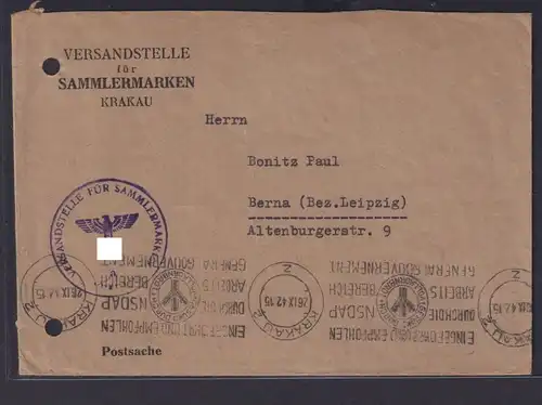Besetzung Generalgouvernement Brief Stempel Krakau Eingeführt und