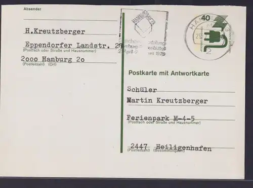 Bund Ganzsache Unfallverhütung P 119 Antwort Hamburg nach Heiligenhafen 25.7.1978