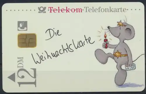 Telefonkarte Telekom Die Weihnachtskarte 12 DM Künstler Motv Mäuse