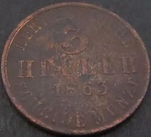 Münze Hessen-Kassel 3 Heller 1863 sehr schön - vzgl VF-XF Arnold: 67