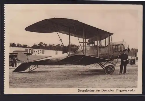 Ansichtskarte Fokker Flugzeug Doppeldecker Deutsche Flugzeugwerke