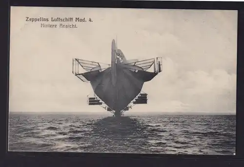 Ansichtskarte Zeppelin Luftschiff Modell 4 Heckansicht