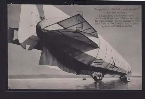 Ansichtskarte Zeppelin Luftschiff Neues Modell vor dem Aufstieg