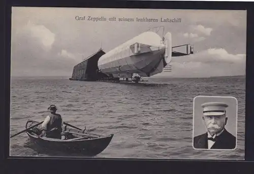 Ansichtskarte Zeppelin Luftschiff mit Bild Graf Zeppelin