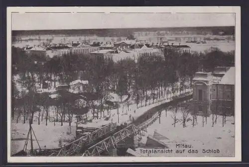 Ansichtskarte Mitau Lettland Jelgava Totalansicht mit Schloss Feldpost Brücke