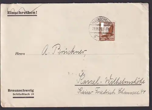 Braunschweig Deutsches Reich Brief EF Flugpost Kassel Wilhelmshöhe + Jugendstil