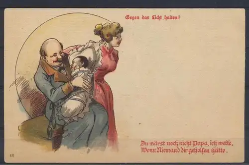 Ansichtskarte Litho Halt gegen das Licht Humor Duwärst noch nicht Papa wenn dir