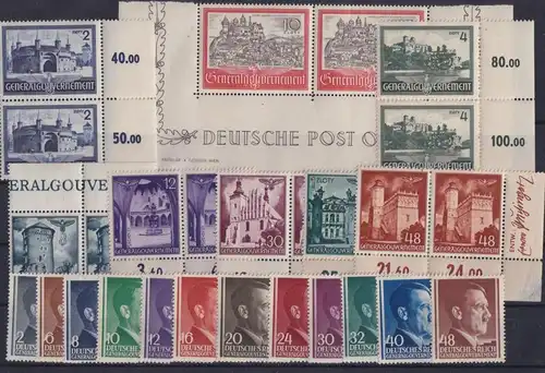 Briefmarken Besetzung Generalgouvernement 63-82 Jahrgang 1941 oft Paare Ränder