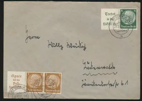Deutsche Reich Brief Zusammendrucke Dresden 23.10.1941