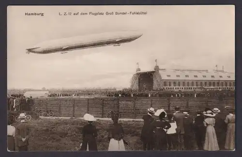 Hamburg Zeppelin L.Z.12 am Flugplatz Groß Borstel Fuhlsbüttel selt. frühe Foto