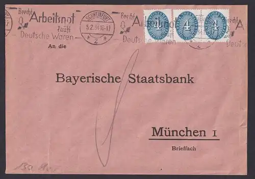 Deutsches Reich Schweinfurt Dienst Brief D 130 X MEF 4 Pfg Ziffer KatWert 170,00