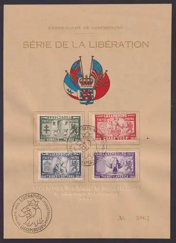 Gedenkblatt Befreiung Luxemburgs 343-346 SST Liberation Wappen Löwe nummeriert
