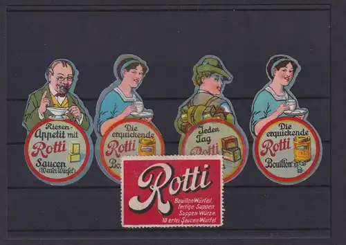 Deutsches Reich Reklame Werbung 5 Künstler Vignetten Rotti Suppen Pfadfinder mit