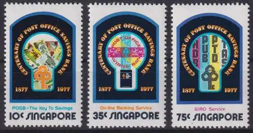Singapur 282-284 gezähnt C 100 Jahre Postsparkasse Luxus postfrisch Kat. 300,00