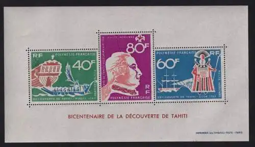 Flugpost Frankreich Französisch Polynesien Block 1 Tahiti Kat.-Wert 150,00