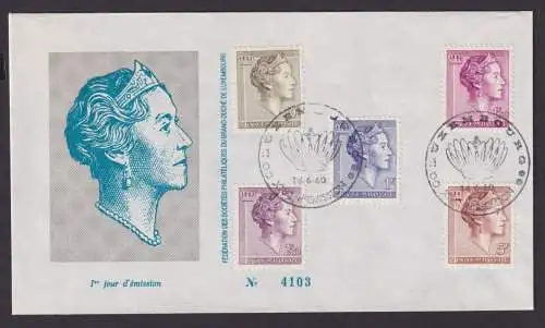 Luxemburg 623 + 625-628 Großherzogin Charlotte Brief FDC vom 14.6.1960