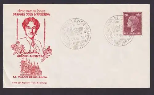 Luxemburg 586 Großherzogin Charlotte Brief FDC vom 1.8.1958 Kat.-Wert 70,00