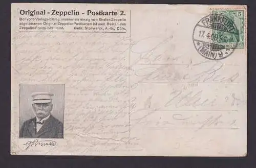 Zeppelin Ansichtskarte Nr. 2 Basel Reklame Stollwerck Köln Abb. + Unterschrift