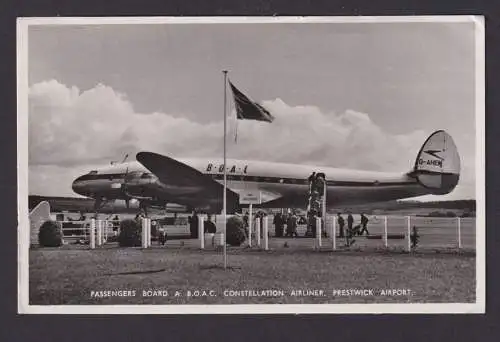 Flugpost Ansichtskarte Großbritannien BOAC Passengers Constellation Airliner