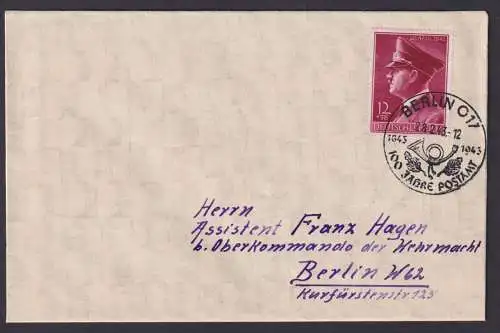 Deutsches Reich Brief an OKW Rüstungsamt Berlin Franz Hagen selt SST 100 Jahre