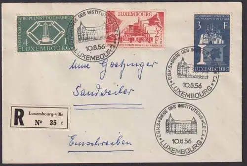 Luxemburg R Brief 552-554 Montanunion Ausgabe 1956 echt gel. FDC KatWert 35,00
