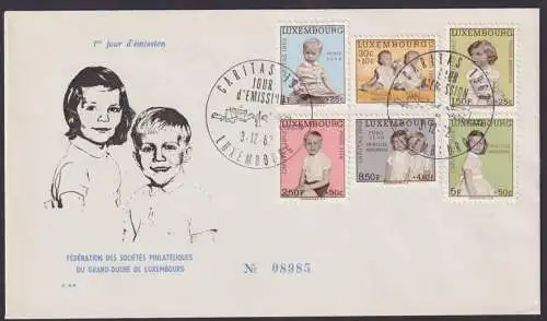 Luxemburg Brief 660-665 Caritas Kinder als Luxus FDC Ausgabe 1962