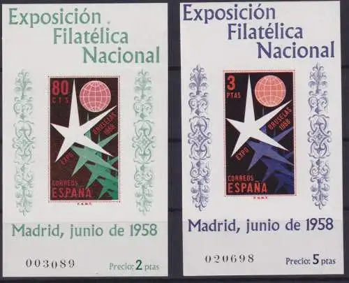 Spanien Block 13 +14 Weltausstellung Brüssel Luxus postfrisch MNH KatWert 60,00