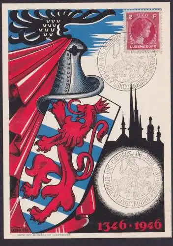 Luxemburg Jean l'Aveugle 1346-1946 Künstlerkarte von Großherzogin Charlotte