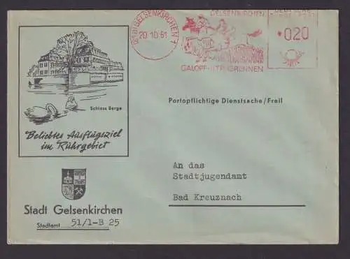 Bund Gelsenkirchen Dienstsache Brief Pferdesport Motiv SST Galopp u.Trabrennbahn