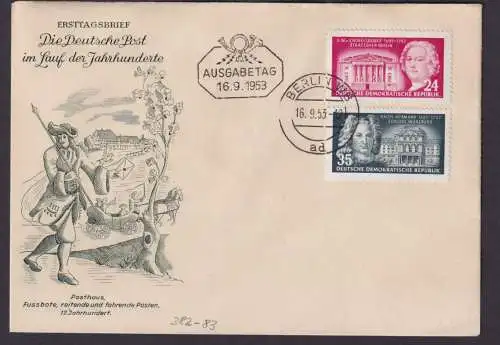 DDR Brief 382-383 Baumeister als FDC Berlin W8 16.9.1953