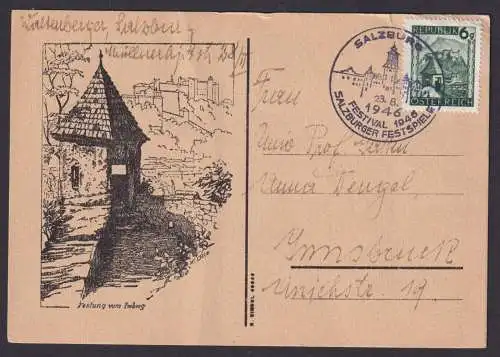 Österreich schöne Postkarte Zeichnung Festung vom Imberg guter SST Salzburg