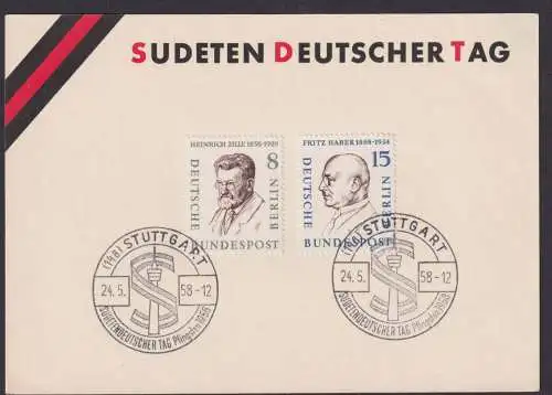 Stuttgart Bund Postkarte Sudetendeutscher Tag 1958 Marken Heinrich