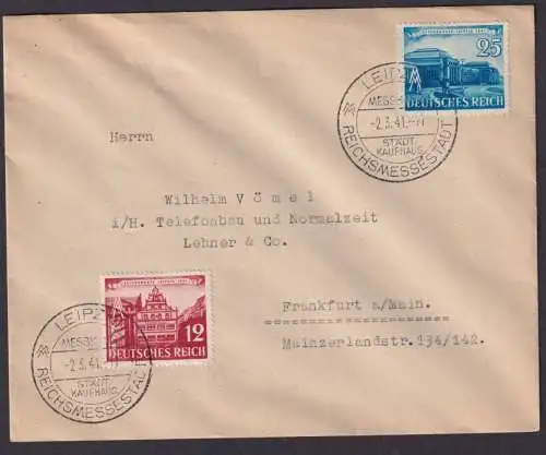 Leipzig Deutsches Reich Brief Reichsmessestadt Frankfurt selt SST STÄDT KAUFHAUS