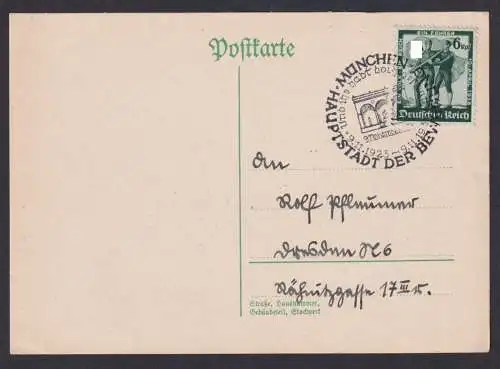 München Deutsches Reich Postkarte Hauptstadt der Bewegung