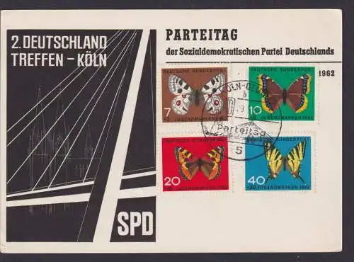 Bund Köln Anlasskarte Politik Treffen SPD 1962 Sondermarken Schmetterlinge