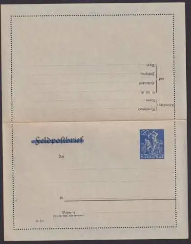 Deutsches Reich Infla Privatganzsache Feldpost durchbalkt PK 19 120 Pfg Arbeiter