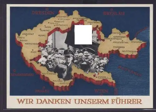 Deutsches Reich Propaganda Ganzsache Breslau Schlesien Landkarte ab Borna
