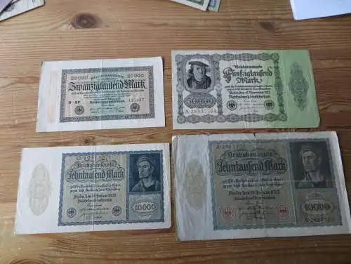 Geldscheine Banknoten Deutsches Reich Konvolut von 39 Scheinen unterschiedliche